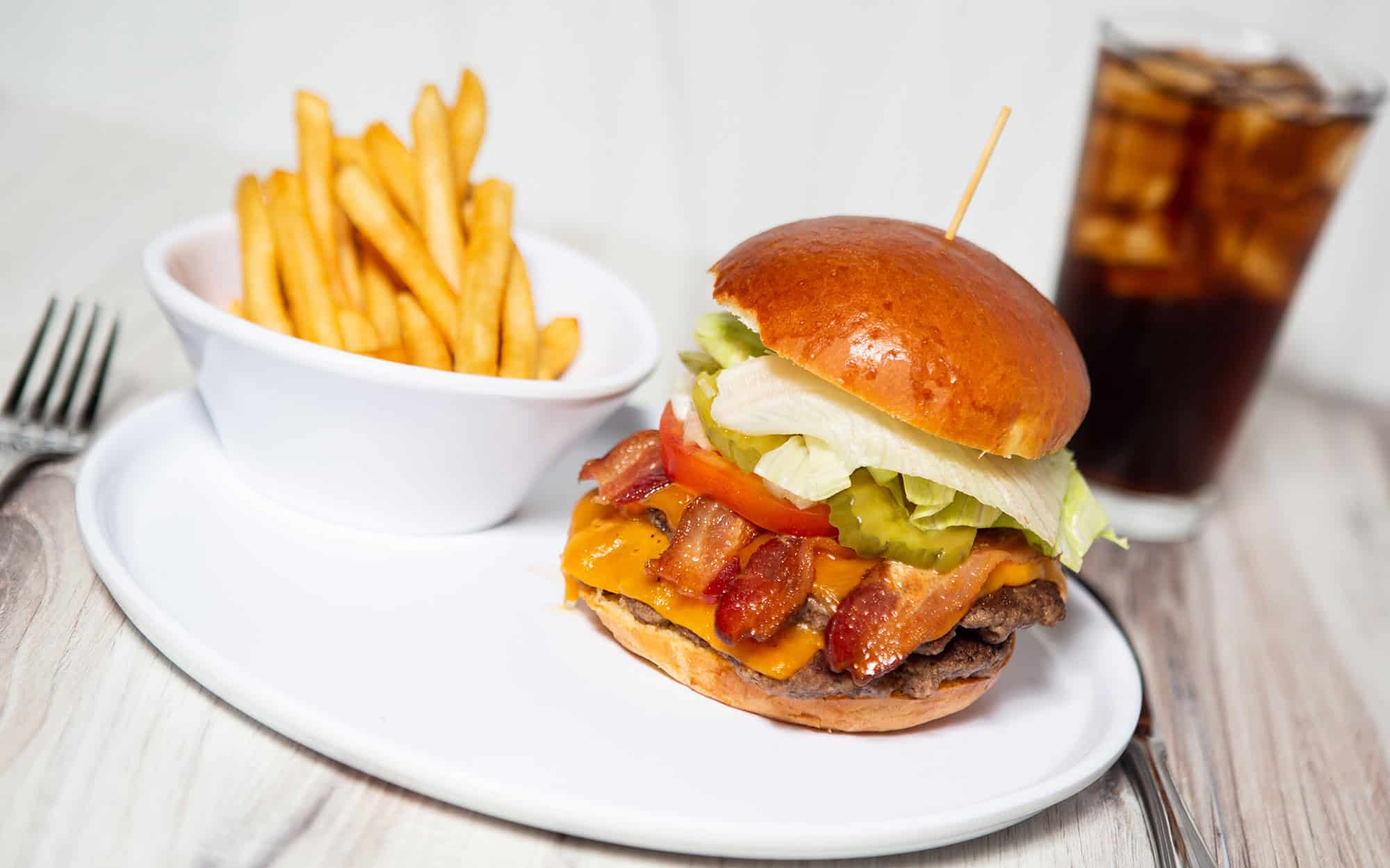 Burger with Fries and a Soda