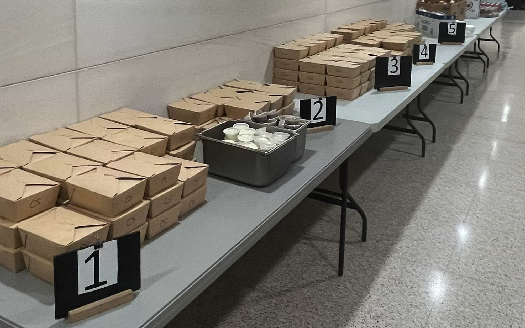 Boxed Lunches on Tables for a Private Event